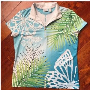 Zenergy Golf by Chicos Sz 2 -Polo Top 1/4 Zip
